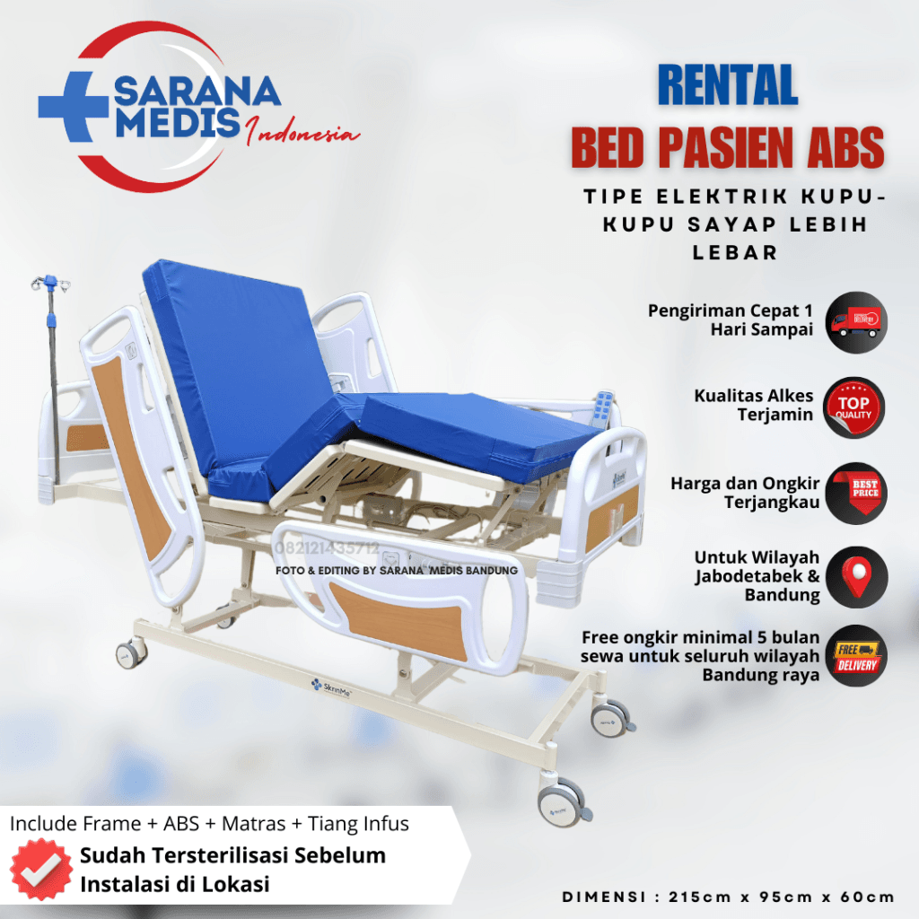 rental bed pasien elektrik kupu-kupu lebar