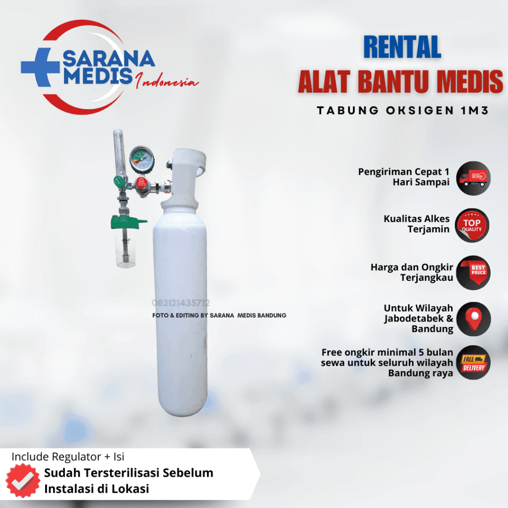 rental tabung oksigen 1m3 full set